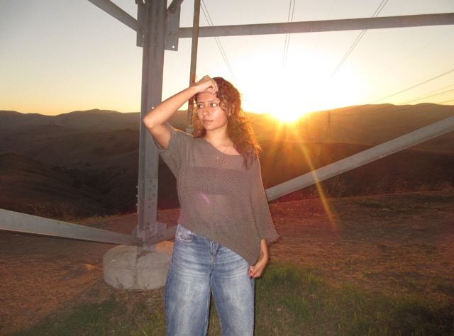 walking on campus at sunset